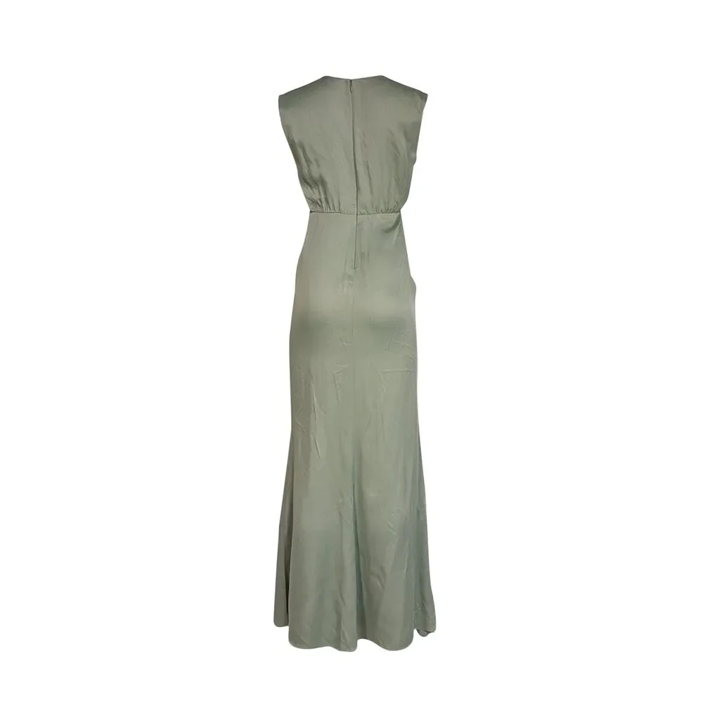 Lapointe - Green Satin Shirred Maxi Dress Sz 6